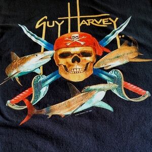 Men's Guy Harvey Vintage Pirates And Sharks T-shirt